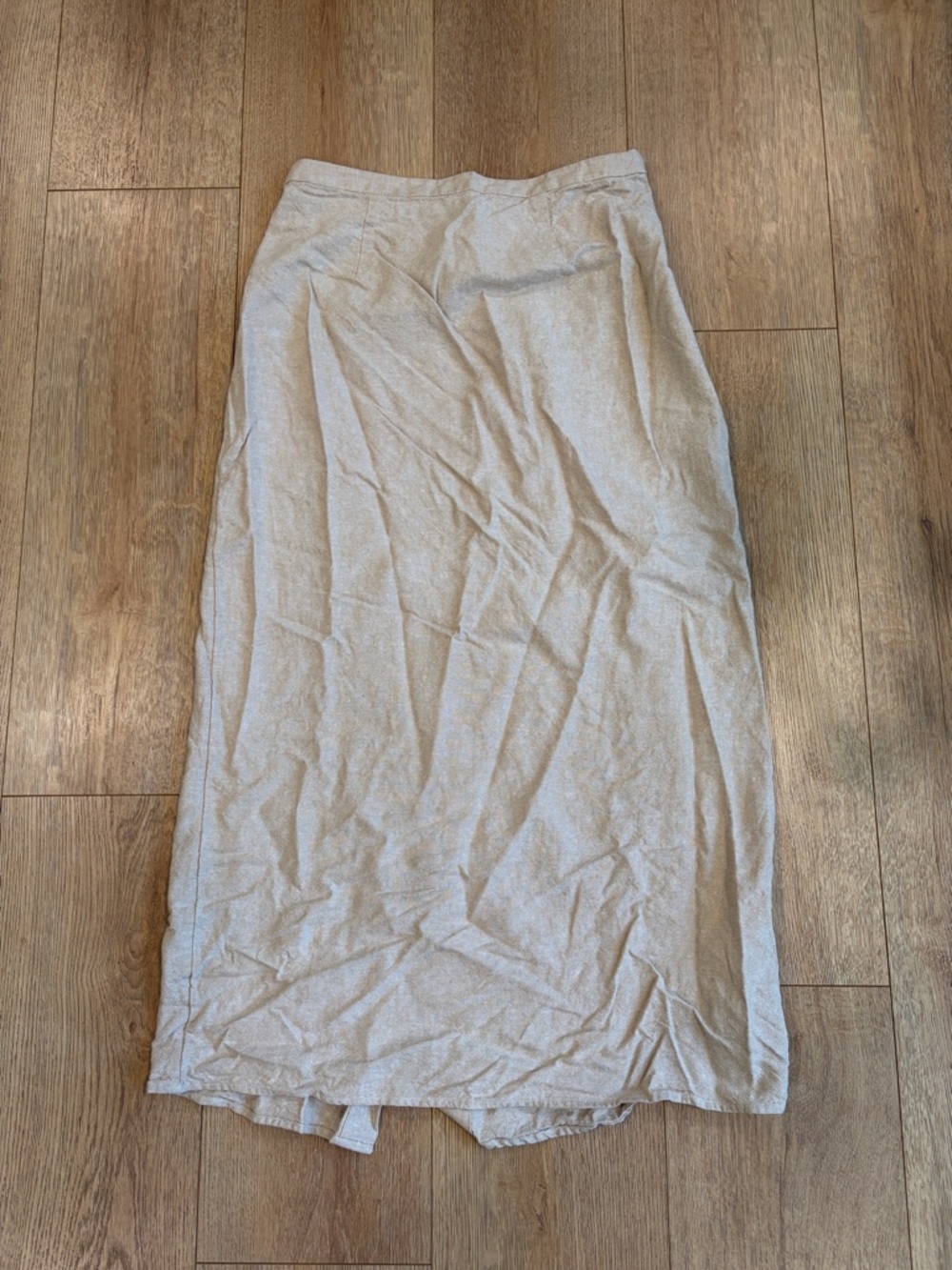 Old Navy Linen Blend Midi Skirt Beige Neutral Minimalist Elastic Waist Size M - Picture 5 of 7